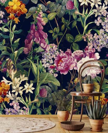 dark florals with yellow and purple flowers wallpaper dark florals with yellow and purple flowers wallpaper