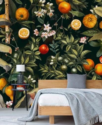 dark botanical wallpaper with citrus fruits wallpaper dark botanical wallpaper with citrus fruits wallpaper