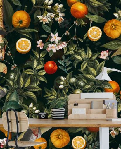 dark botanical wallpaper with citrus fruits wallpaper dark botanical wallpaper with citrus fruits wallpaper