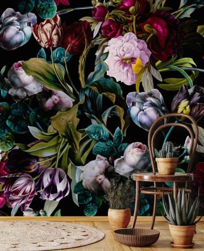 papel pintado floral oscuro