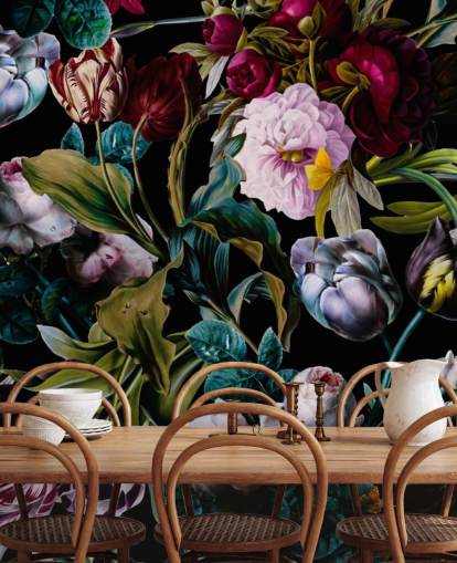 papel pintado floral oscuro