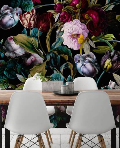 papier peint floral foncé