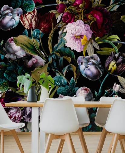 donker bloemenbehang