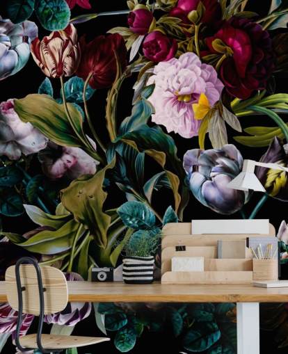 papier peint floral foncé