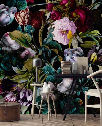 papel pintado floral oscuro papel pintado floral oscuro