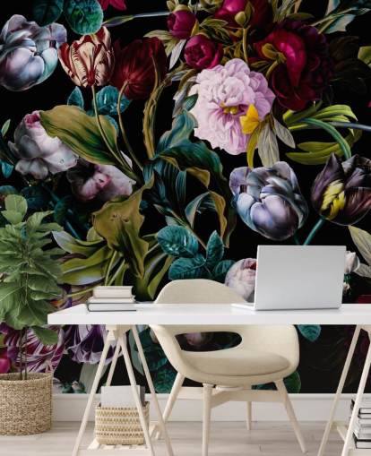 papel pintado floral oscuro