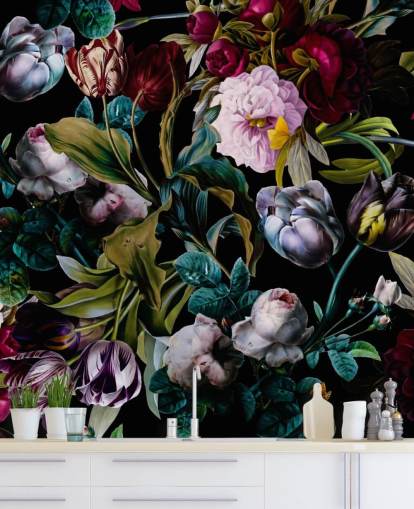 papel pintado floral oscuro