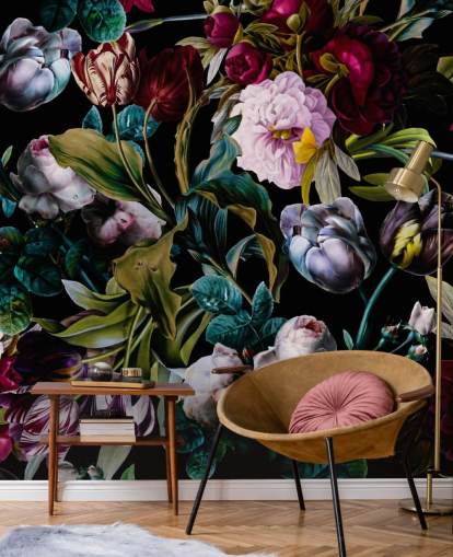papel pintado floral oscuro