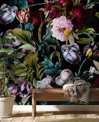 mørk blomstret tapet mørk blomstret tapet