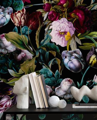 papel pintado floral oscuro