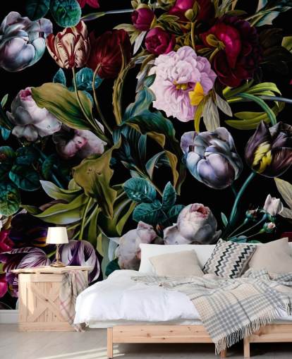 papel pintado floral oscuro