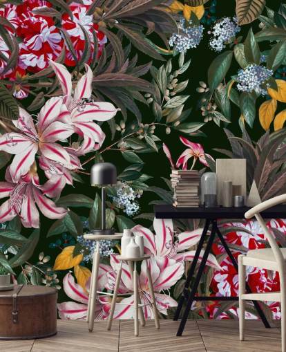 värikäs liljat tapetti