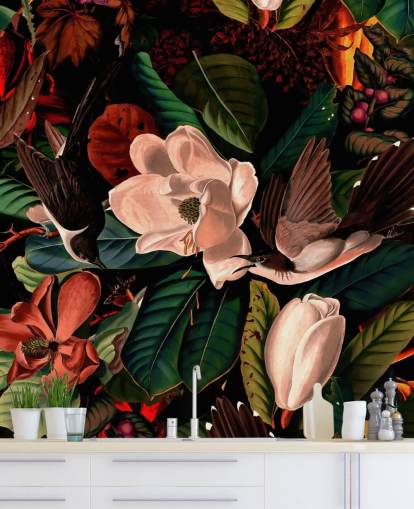 fondo de pantalla de pájaro floral oscuro fondo de pantalla de pájaro floral oscuro