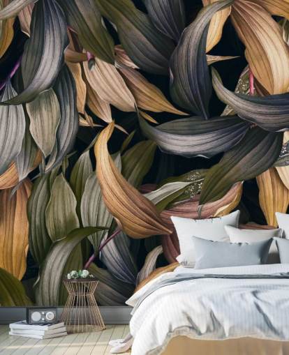 dark leaves overlapped wallpaper