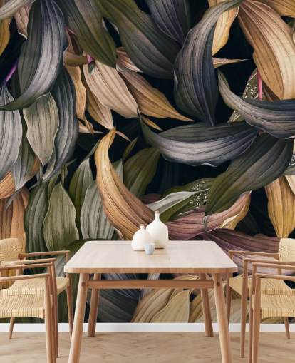 dark leaves overlapped wallpaper