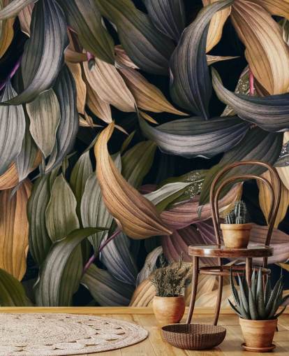 dark leaves overlapped wallpaper