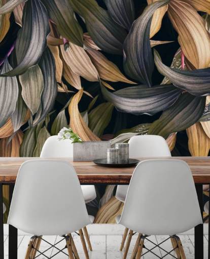 papel tapiz de hojas oscuras superpuestas