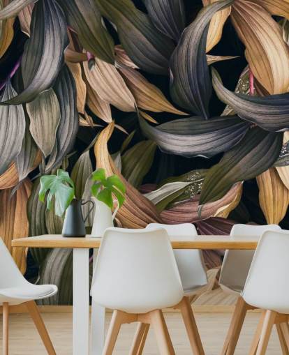 mörka blad överlappade tapeter