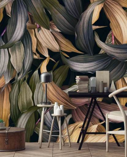 dark leaves overlapped wallpaper