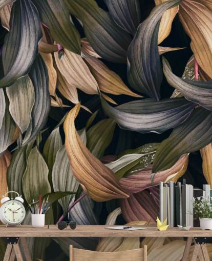 dark leaves overlapped wallpaper