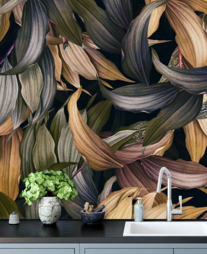 dark leaves overlapped wallpaper