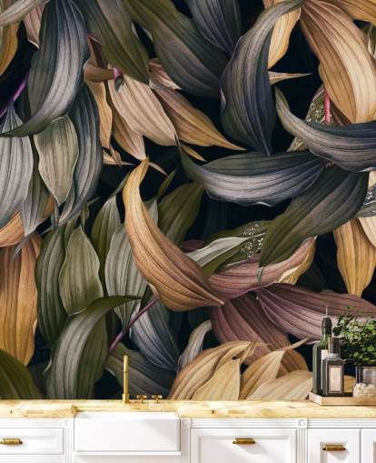 dark leaves overlapped wallpaper