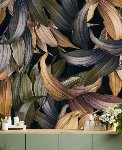 dark leaves overlapped wallpaper