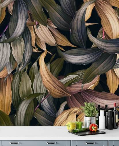 dark leaves overlapped wallpaper