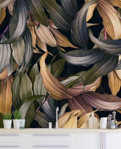 dark leaves overlapped wallpaper