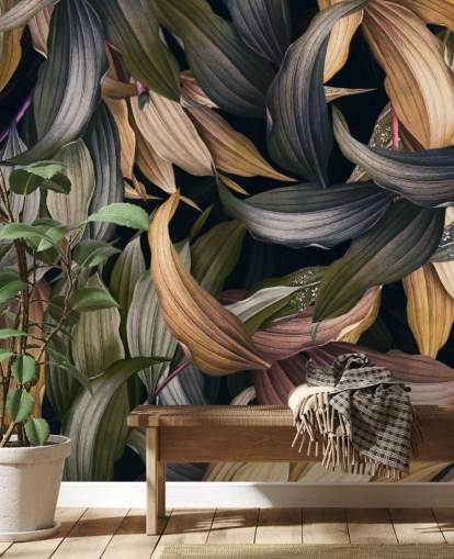 dark leaves overlapped wallpaper