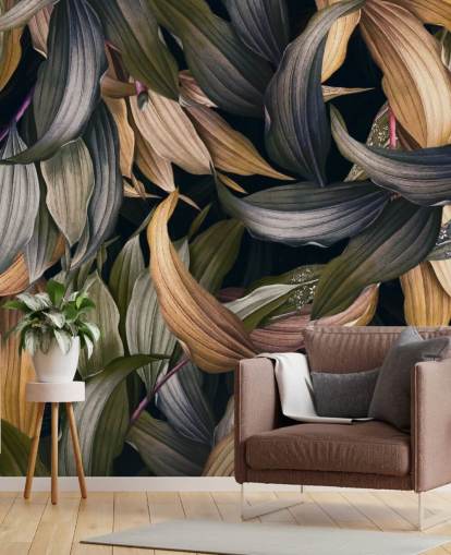 dark leaves overlapped wallpaper