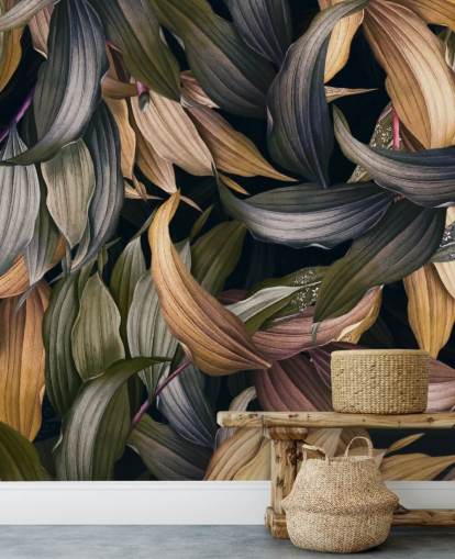 dark leaves overlapped wallpaper