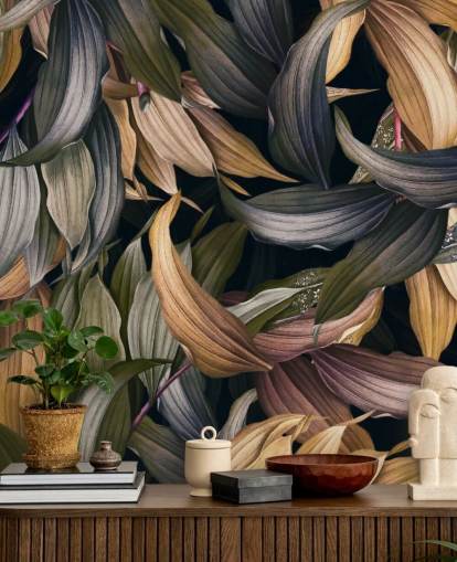 dark leaves overlapped wallpaper