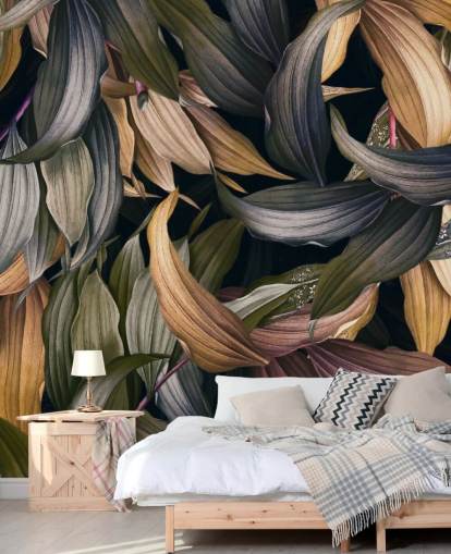 dark leaves overlapped wallpaper