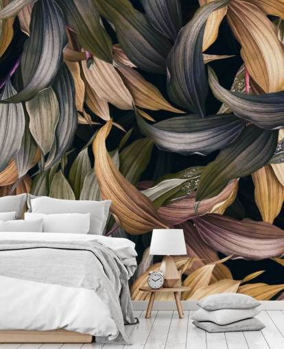 dark leaves overlapped wallpaper