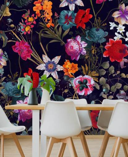 papier peint coloré à fleurs foncées