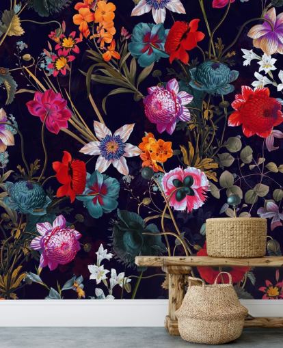 dark floral colourful wallpaper dark floral colourful wallpaper