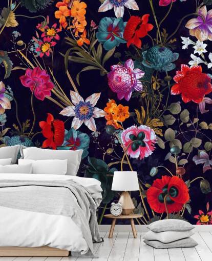 dark floral colourful wallpaper