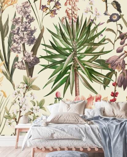 papel de parede colagem de flores silvestres