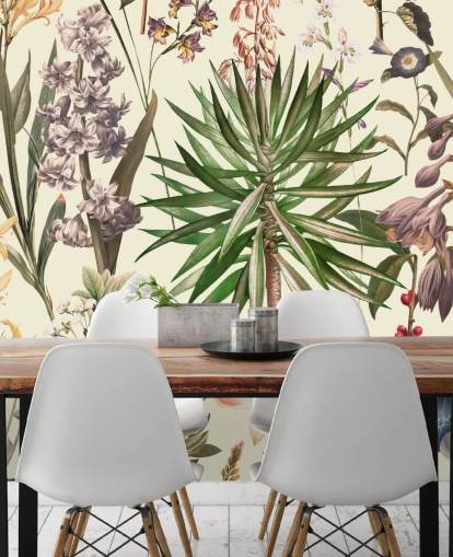 wilde bloemen collage behang