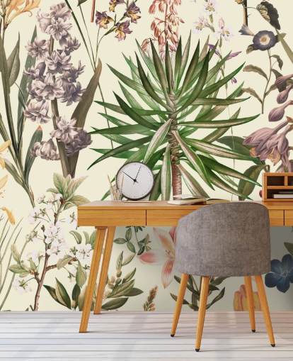 wilde bloemen collage behang