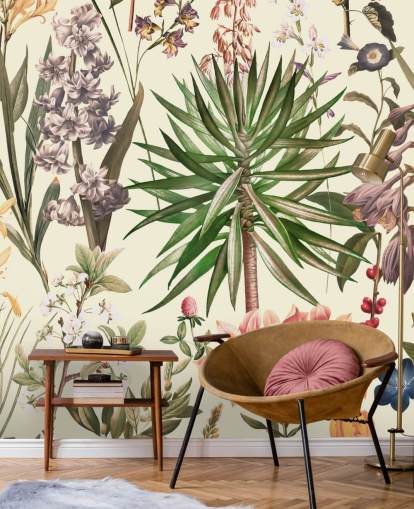 ville blomster collage tapet