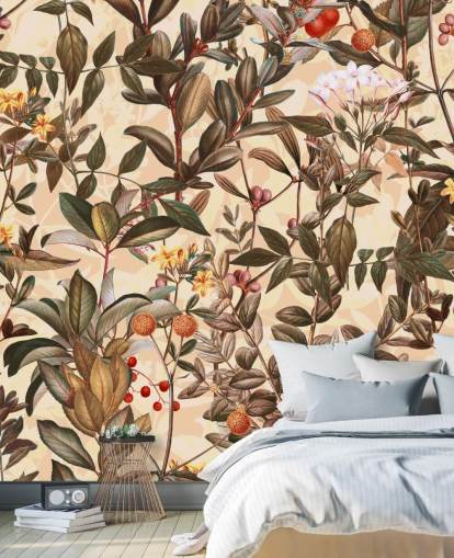 Papel pintado floral en tonos neutros Papel pintado floral en tonos neutros