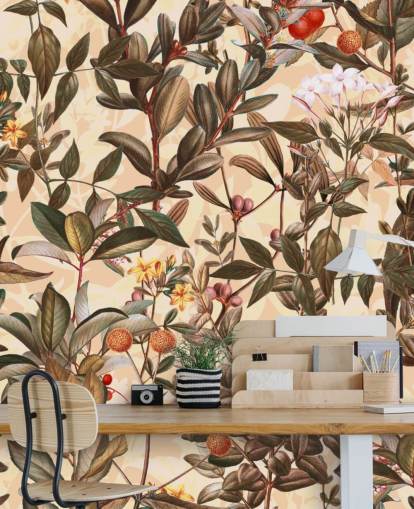 Nøytral tone floral tapet