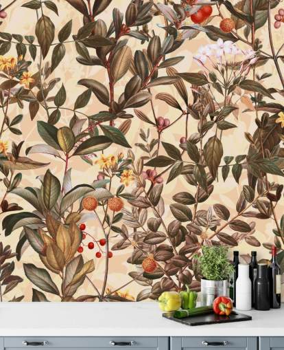 Neutraler Ton Blumentapete