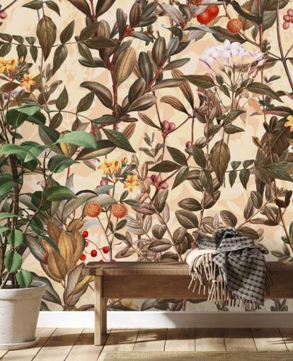 Nøytral tone floral tapet