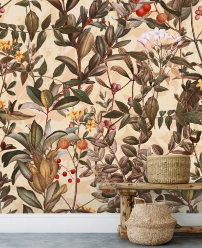 Papel pintado floral en tonos neutros Papel pintado floral en tonos neutros