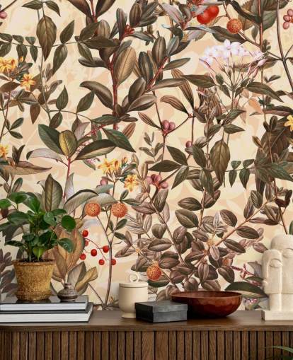 Neutraler Ton Blumentapete