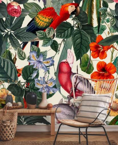 tropical birds and foliage wallpaper tropical birds and foliage wallpaper