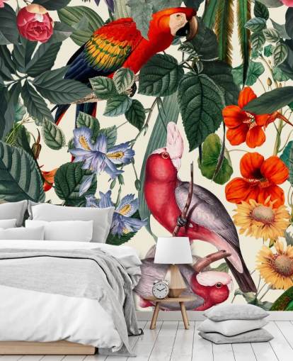 papier peint oiseaux tropicaux et feuillages papier peint oiseaux tropicaux et feuillages